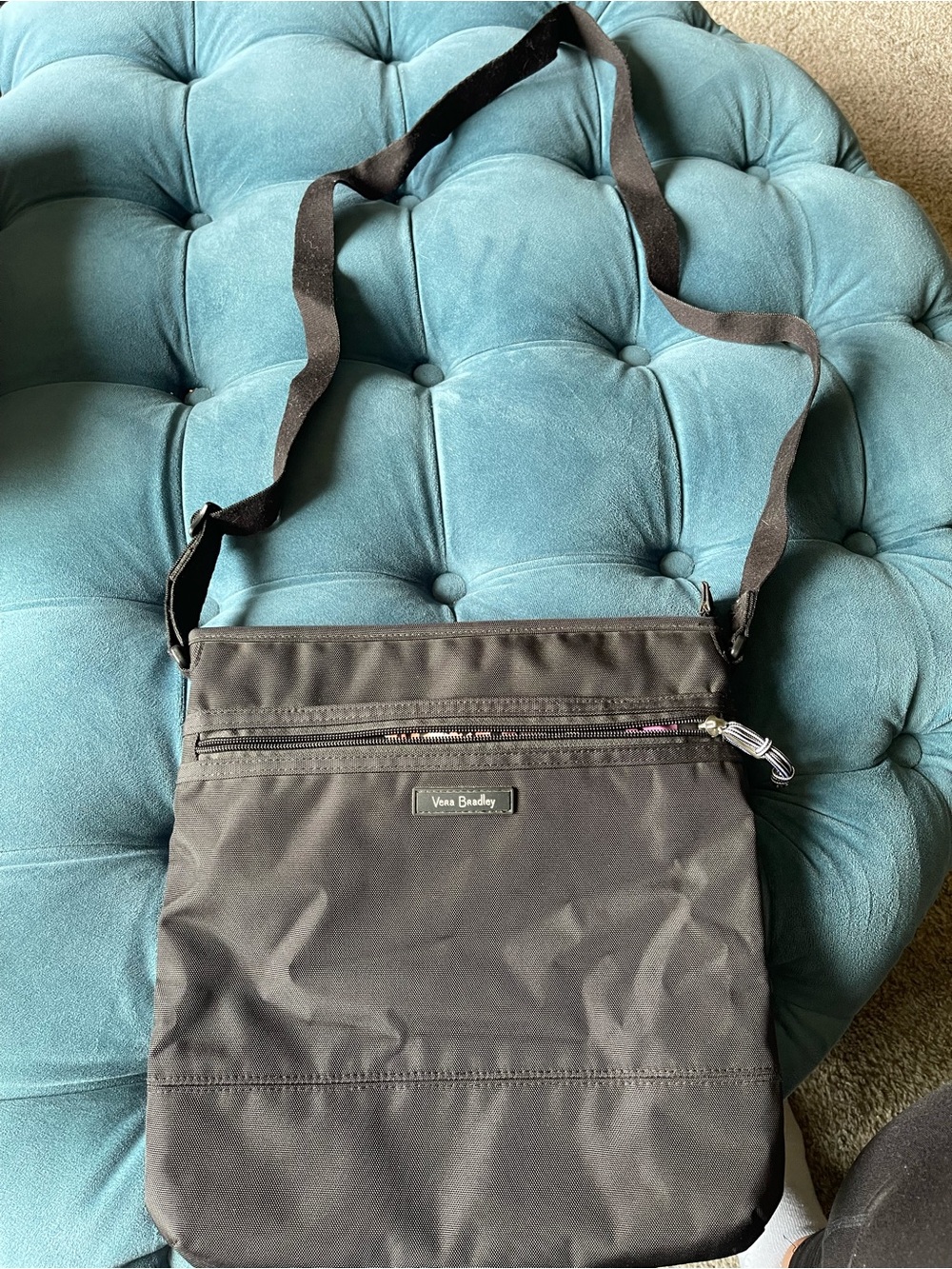 Vera Bradley Black Crossbody Messenger Bag with Adjustable Strap